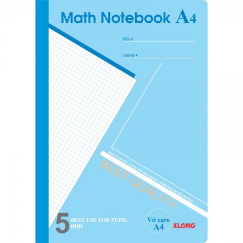 Sổ Caro A4 Math Notebook - 200 trang Klong MS298