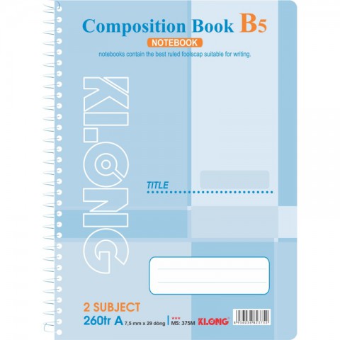 Sổ lò xo đơn 260 trang B5 Compostion Book KLong - MS375	