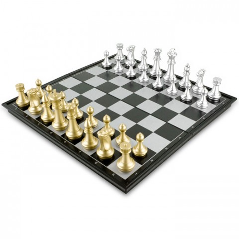 Bộ cờ vua nam châm vàng bạc bàn gỗ cao cấp