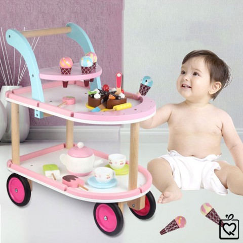 Bộ đồ chơi xe đẩy bánh và kem cho bé bằng gỗ cao cấp