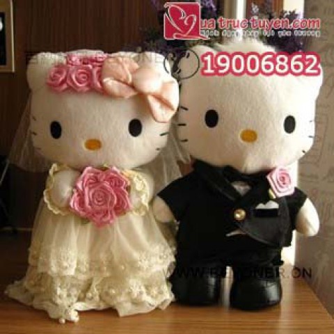 Gấu bông đôi Hello Kitty cô dâu chú rể-20cm