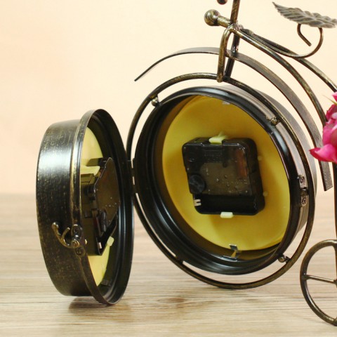 Đồng hồ để bàn 2 mặt xe đạp đen bánh cao cổ điển 0907