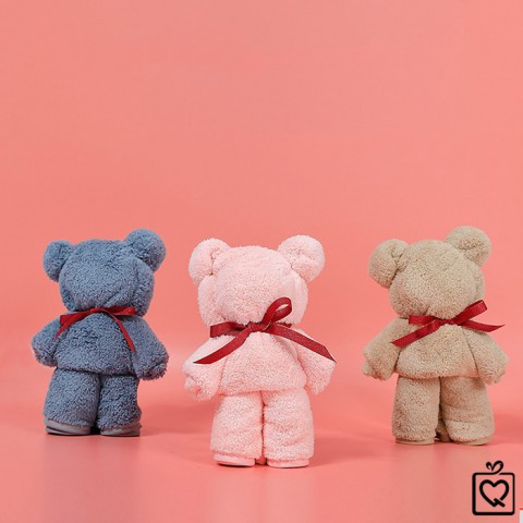 Khăn mặt gấp hình gấu teddy dễ thương	