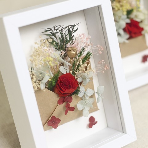 Khung ảnh hoa khô Flower Box - Khung trắng 11x17cm