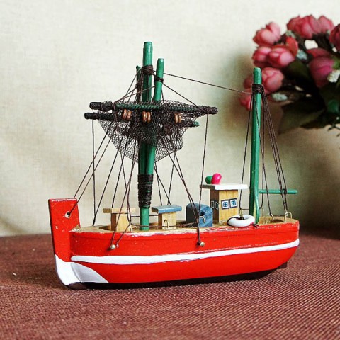 Mô hình thuyền đánh cá bằng gỗ 15cm