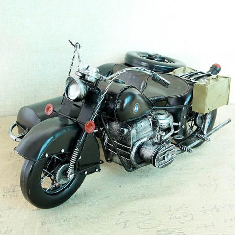Mô hình xe máy 3 bánh Sidecar kim loại 43cm