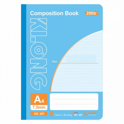 Sổ may dán gáy 200 trang A4 Compostion Book KLong - MS309	