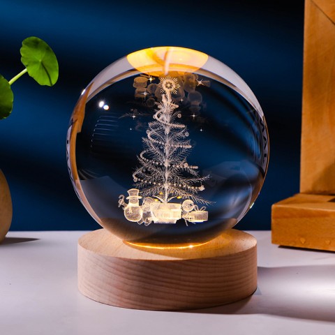Quả cầu pha lê 3D phát sáng Noel