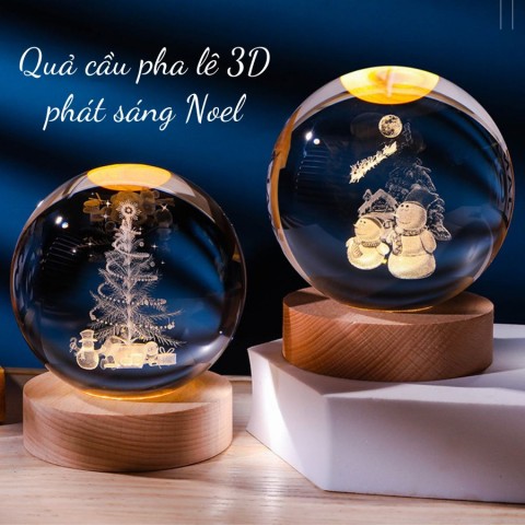 Quả cầu pha lê 3D phát sáng Noel
