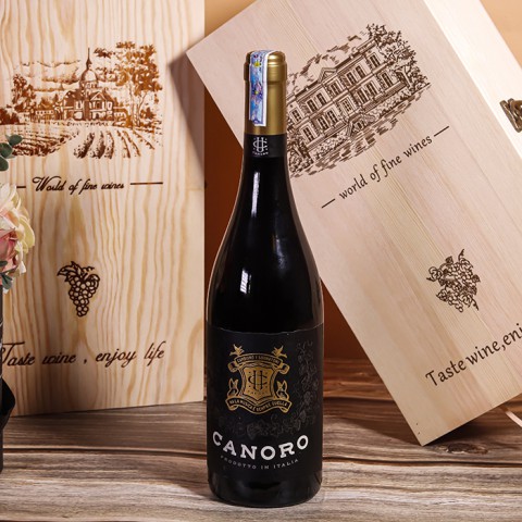 Rượu vang Ý Canoro Vino Rosso - Kèm hộp rượu gỗ đơn
