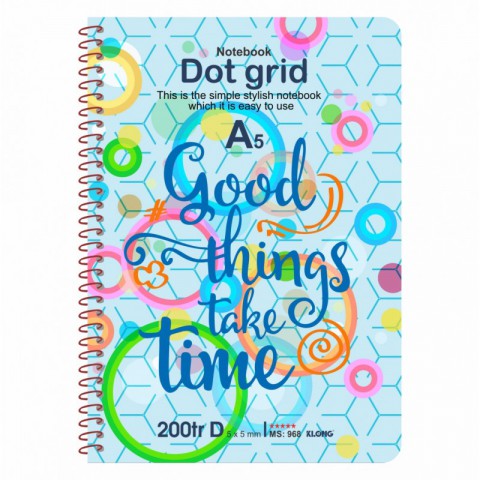 Sổ tay Dot Grid lò xo đơn thông điệp Tiếng Anh A5-200 trang