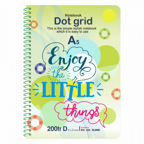 Sổ tay Dot Grid lò xo đơn thông điệp Tiếng Anh A5-200 trang