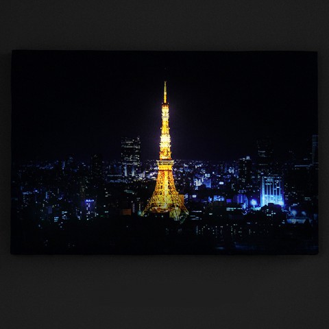 Tranh vải canvas đèn led - Tháp Tokyo về đêm