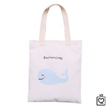 Túi Tote Cá Voi dễ thương vải Canvas
