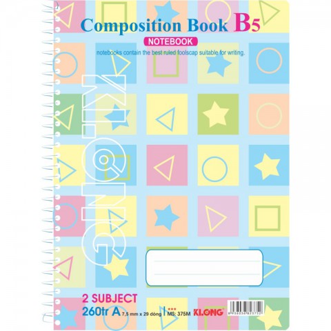 Sổ lò xo đơn 260 trang B5 Compostion Book KLong - MS375	