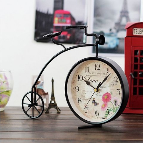 Đồng hồ để bàn xe đạp bánh cao cổ điển 1218