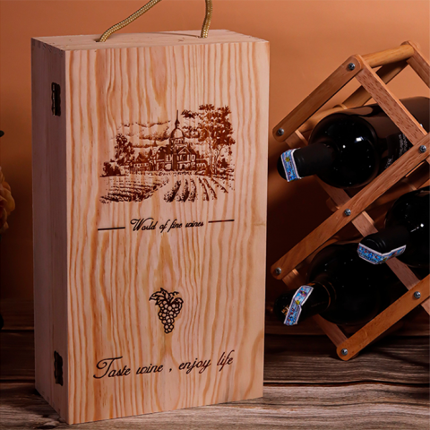 Hộp rượu gỗ khắc sang trọng - Đôi