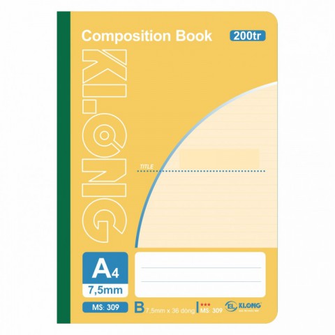 Sổ may dán gáy 200 trang A4 Compostion Book KLong - MS309	