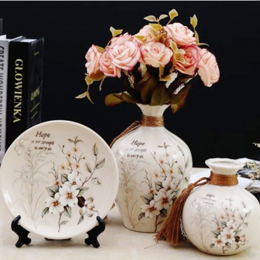 Bộ lục bình tranh đĩa hoa anh đào 17cm