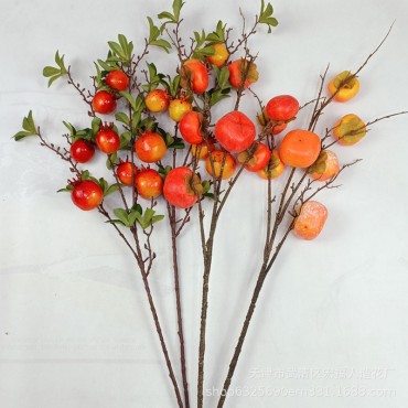 Cành lựu, cành hồng 7 quả trang trí phòng khách, cành quả cắm hoa Tết
