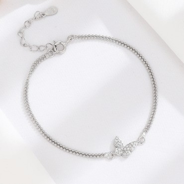 Lắc tay bạc 925 đính đá hình cánh bướm