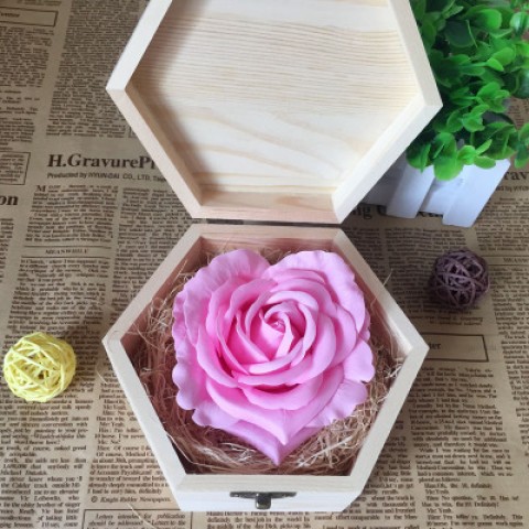 Hoa hồng sáp thơm - 1 bông hộp gỗ