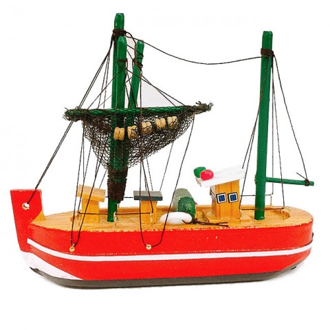 Mô hình thuyền đánh cá bằng gỗ 15cm
