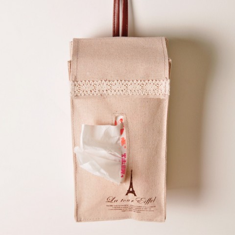 Túi đựng khăn giấy bằng vải có dây treo