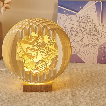 Đèn tranh gỗ 3D khắc nghệ thuật - Phi hành gia