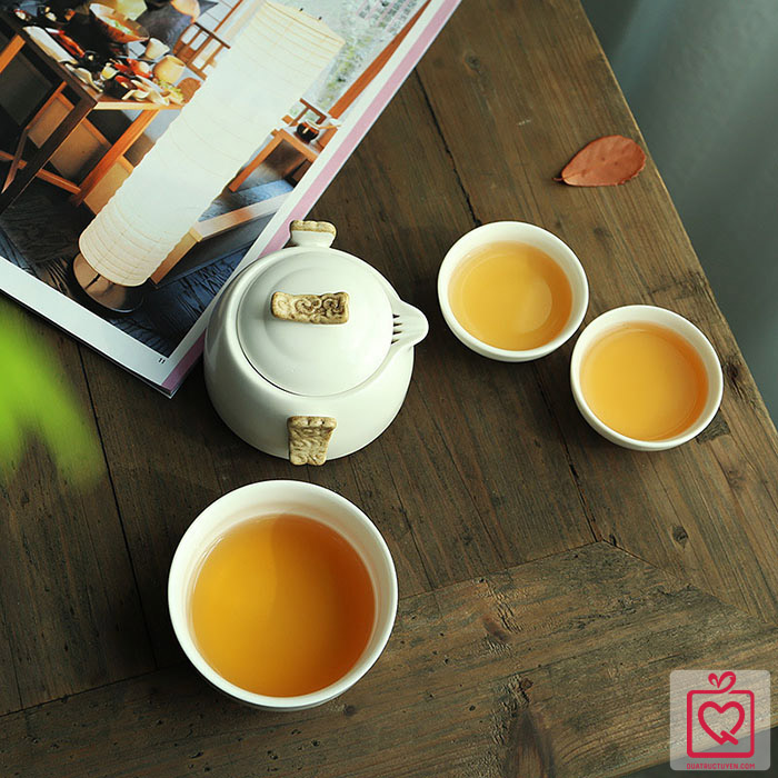 Bộ ấm trà du lịch gốm sứ kiểu Nhật 4 món 