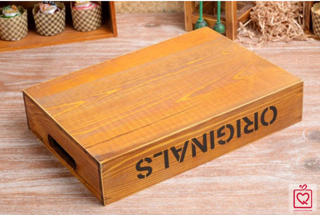 Khay vintage gỗ đựng đồ 1 ngăn
