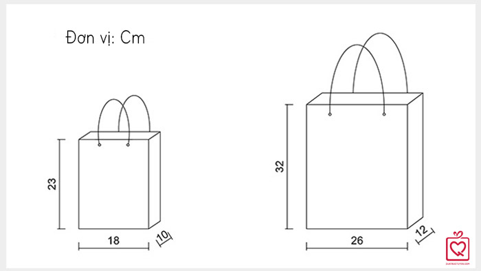Túi đựng quà kiểu nhật bản hình chữ nhật đứng bằng giấy	