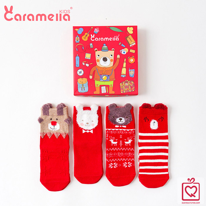 Tất trẻ em Caramella món quà từ ông già Noel - Hộp 4 đôi (3-5 tuổi)