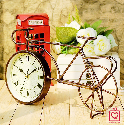 đồng hồ để bàn hình xe đạp cổ 1216